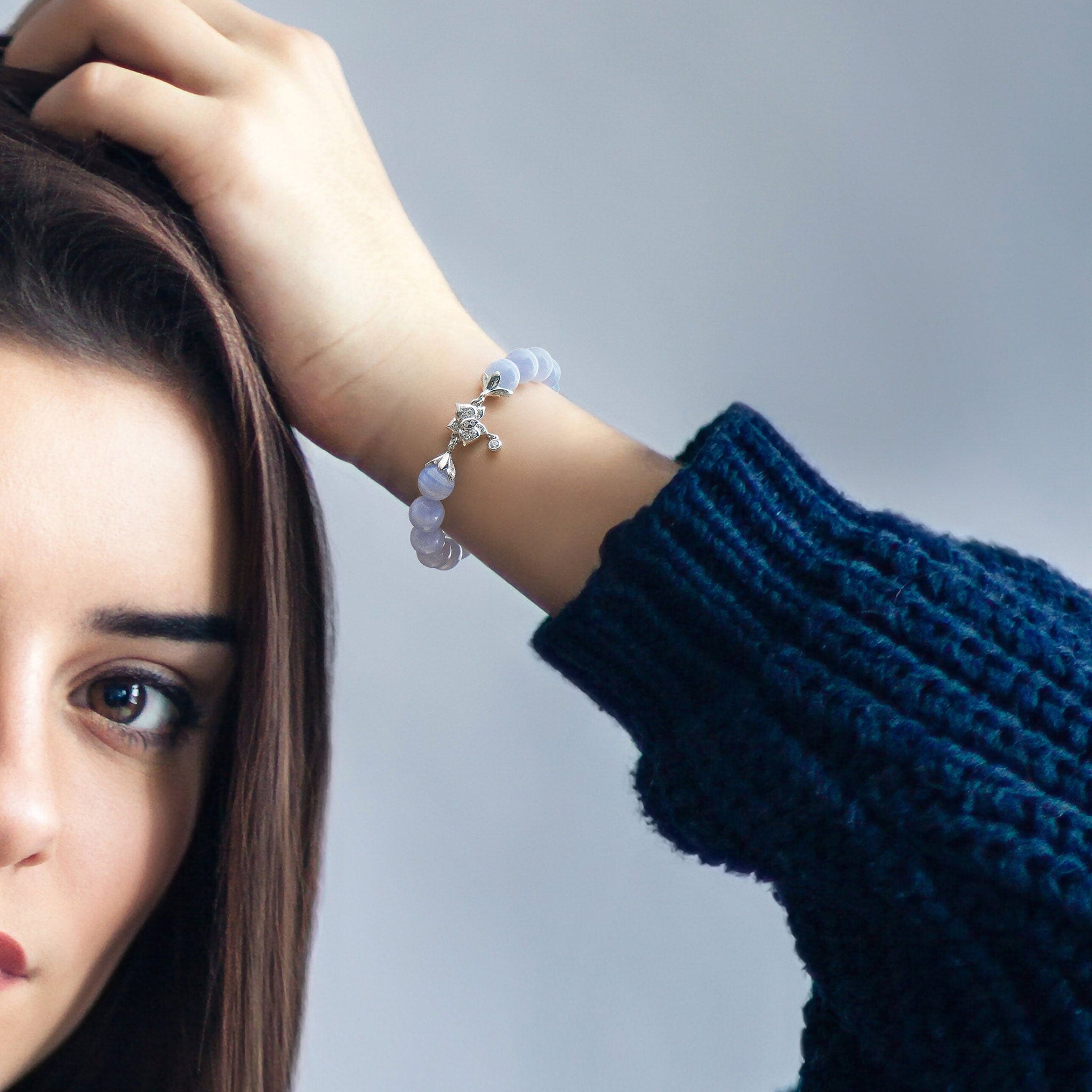 Moon Orchid Bracelet Blue Lace Agate