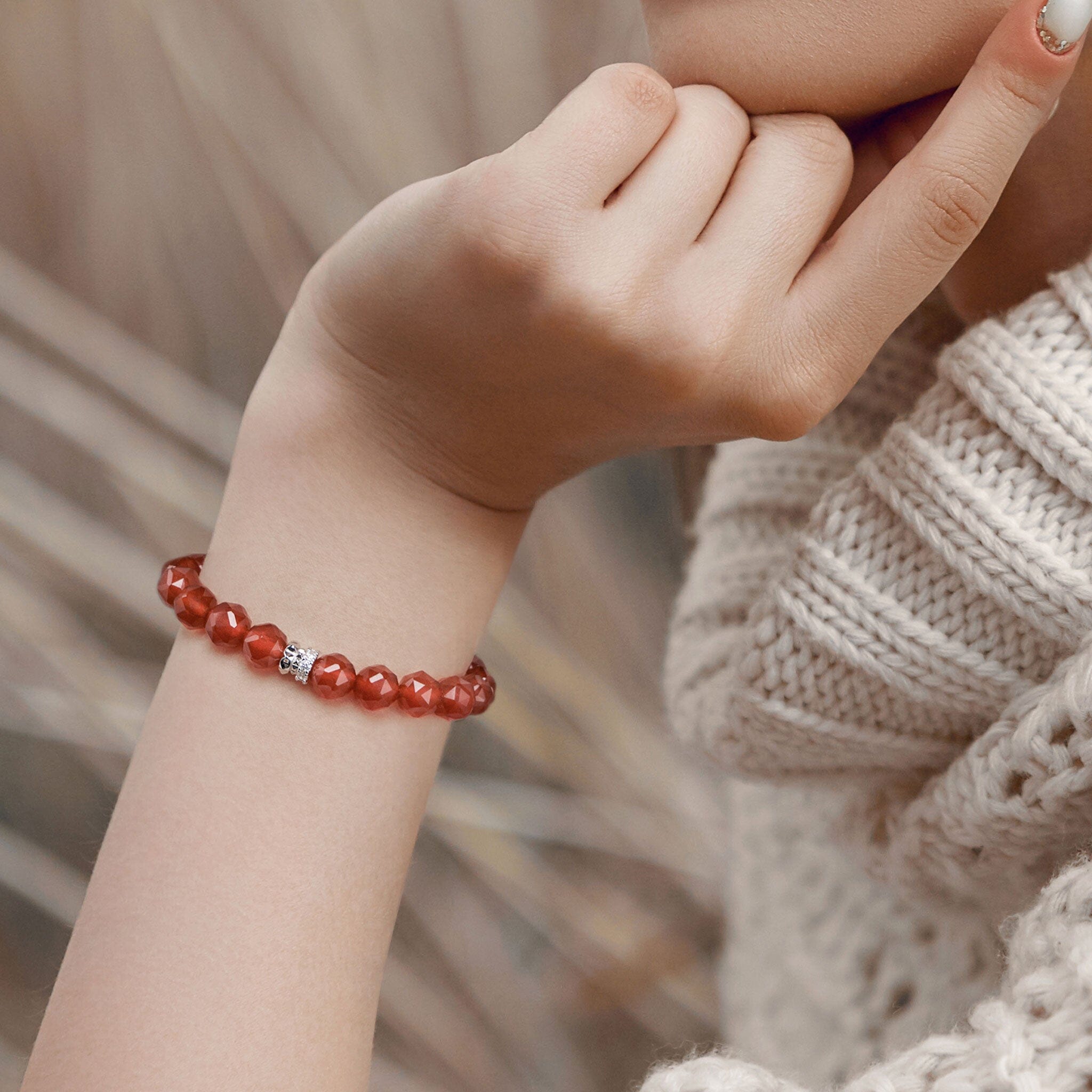 Chestnut Rose Bracelet Red Agate